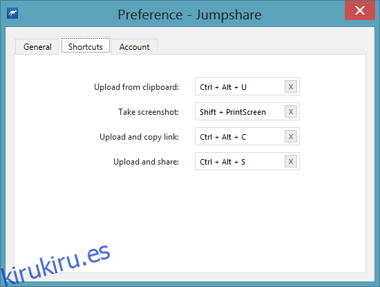 configuración de ventanas de jumpshare