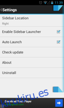 Launcher_Settings de la barra lateral