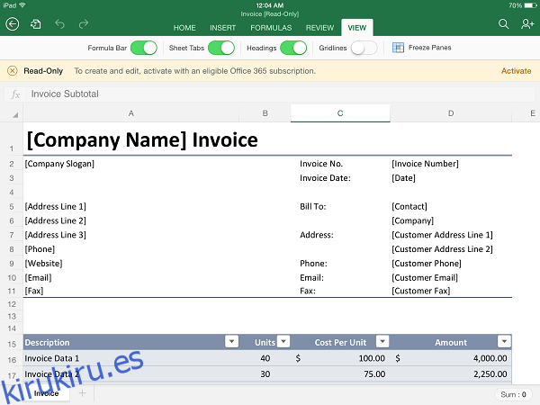Microsoft Excel para iPad (2)
