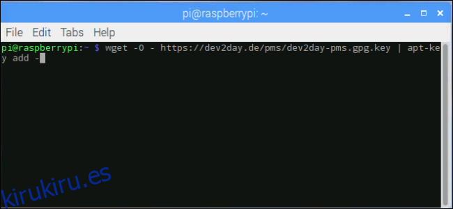 comando de terminal: wget -O - https://dev2day.de/pms/dev2day-pms.gpg.key |  apt-key add -