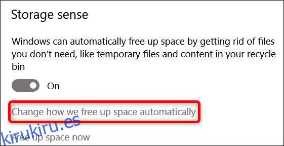 Cambiar la forma en que Windows libera espacio
