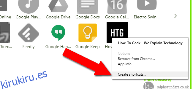 Haga clic con el botón derecho en el icono para crear un acceso directo.