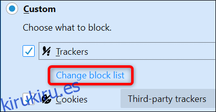 Haga clic en Cambiar lista de bloqueo