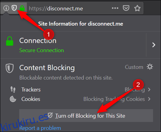 Agregar un sitio como una excepción al bloqueo de contenido
