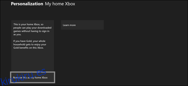 Mi pantalla de configuración de Xbox de inicio