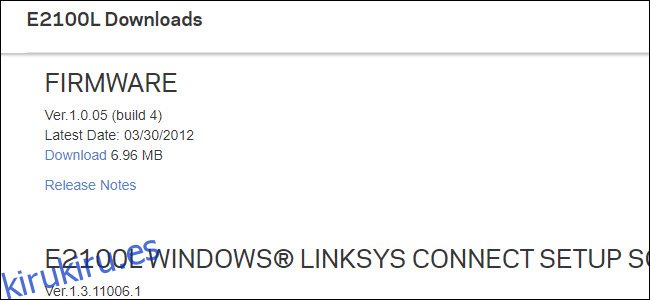 Listado de firmware Linksys E21000L