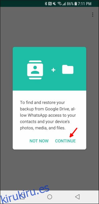 Deje que WhatsApp vea sus contactos y archivos