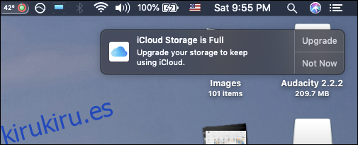 Notificación de almacenamiento de iCloud extremadamente molesta
