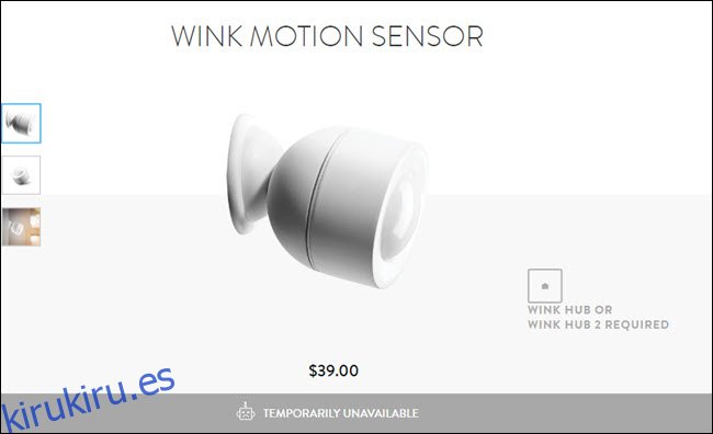 El sensor de movimiento Wink se muestra como temporalmente no disponible