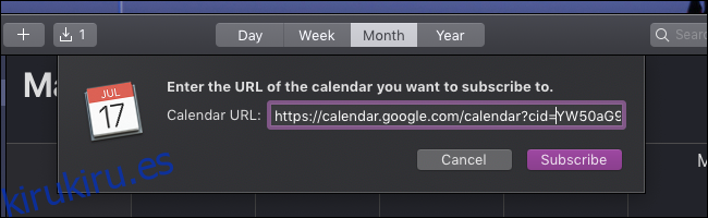 URL de ics de macOS Calendar