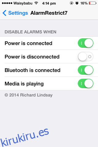 Desactivar automáticamente las alarmas de iOS 7 cuando se reproducen medios o se conecta la alimentación
