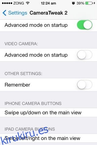 Configuración de CameraTweak 2 iOS
