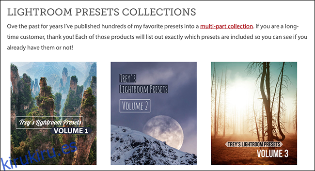 Página web de colecciones de presets de Trey Ratcliff