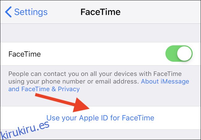 Toca Usar tu ID de Apple para FaceTime