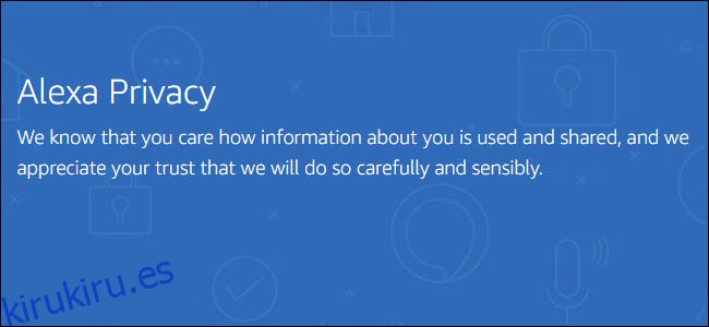 Aviso de privacidad de Alexa desde su sitio web