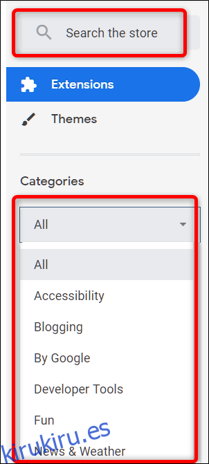 Utilice la barra de búsqueda o navegue por categoría