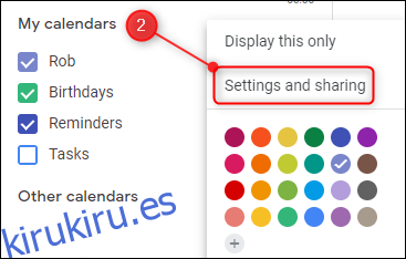 La configuración y el uso compartido del calendario de Google para compartir