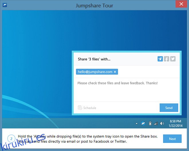 Tour de Jumpshare para Windows