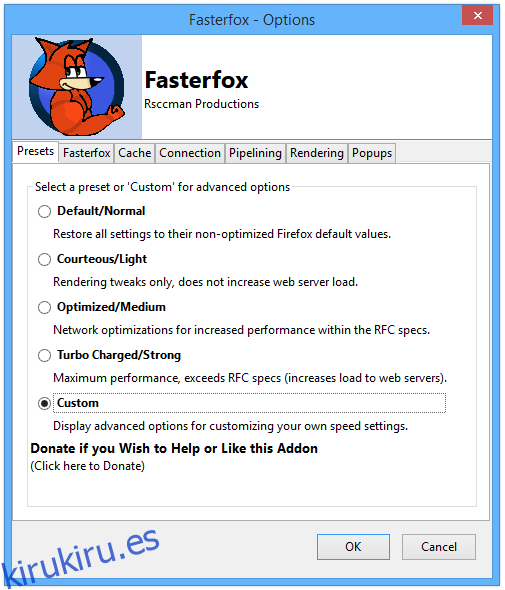 Fasterfox - Opciones