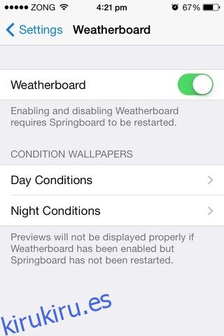 Weatherboard iOS habilitado