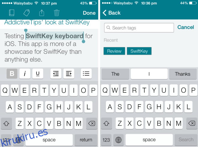Nota de SwiftKey para iOS 2