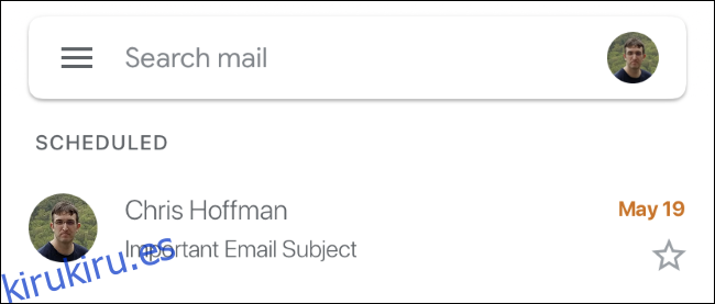 Lista de correos electrónicos programados en Gmail en iOS