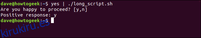 canalizando yes en long_script.sh en una ventana de terminal