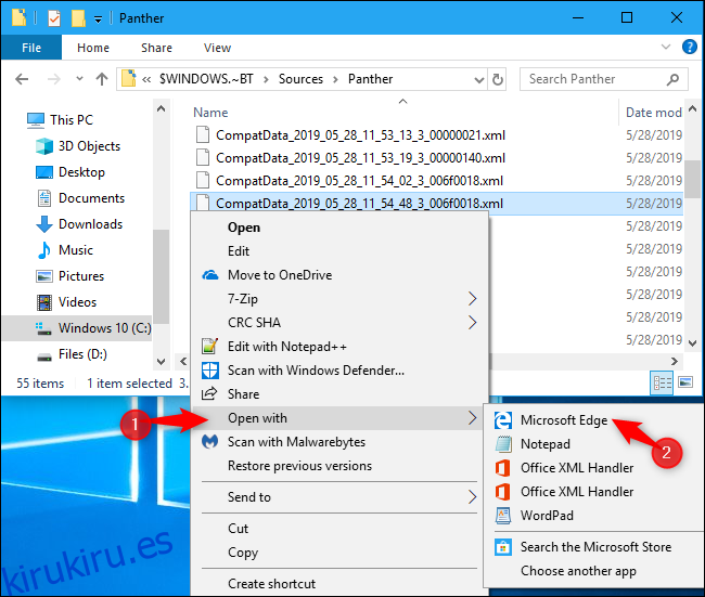 Abrir un archivo de registro XML CompatData en Windows 10
