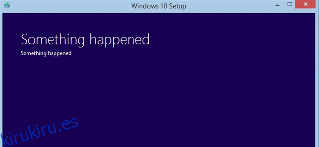 Mensaje de Algo sucedió de Windows 10