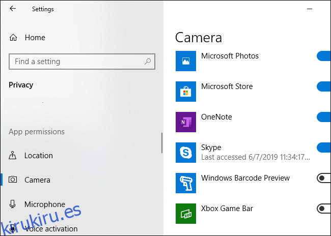 Windows 10 muestra qué aplicaciones han usado la cámara de su PC