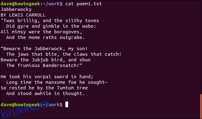 el contenido de poem1.txt en una ventana de terminal