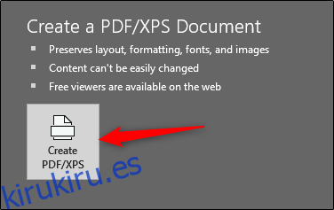 Crear archivo PDF o XPS