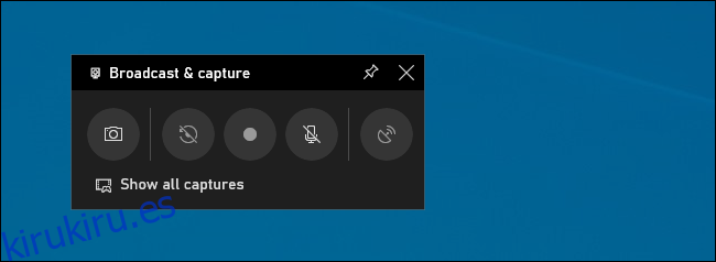 Panel de transmisión y captura en la barra de juegos de Windows 10