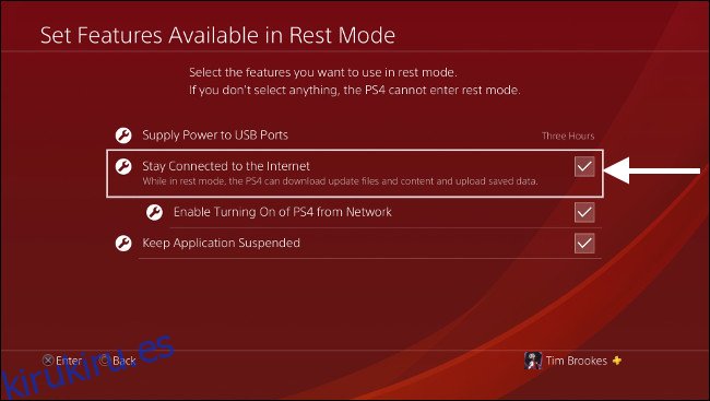 Permitir el acceso a Internet de PS4 en modo de reposo