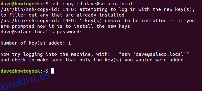 transferir claves SSH a la computadora local en una ventana de terminal
