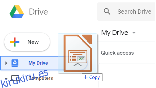 Arrastre y suelte su archivo de PowerPoint directamente en Google Drive.