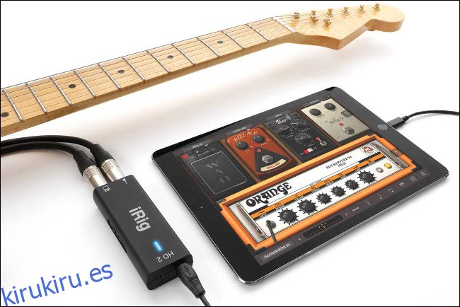 Guitarra conectada a iRig HD2 y un iPad