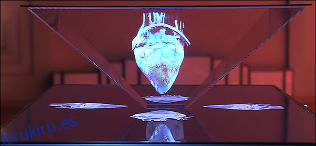 Un prototipo de TV de holograma que muestra un corazón humano.