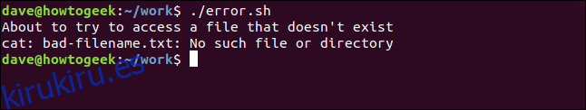 salida del script error.sh en una ventana de terminal