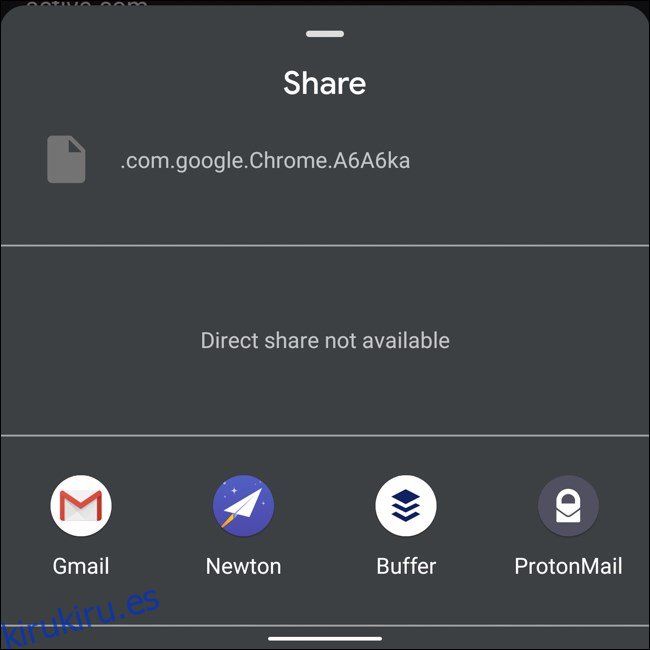 Hoja para compartir contraseñas de exportación de Android Chrome