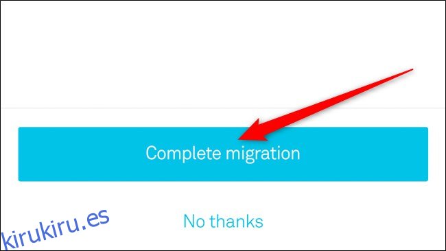 Aplicación de Nest Seleccione Migración completa