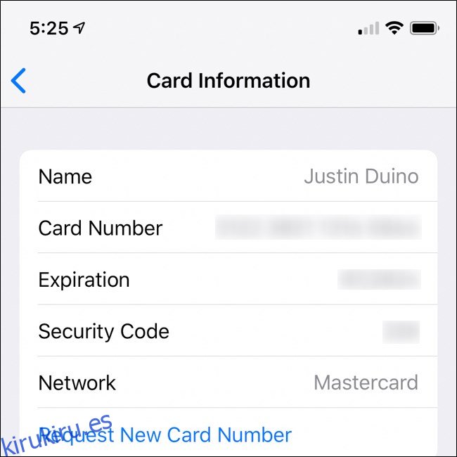 Número de tarjeta iPhone Apple