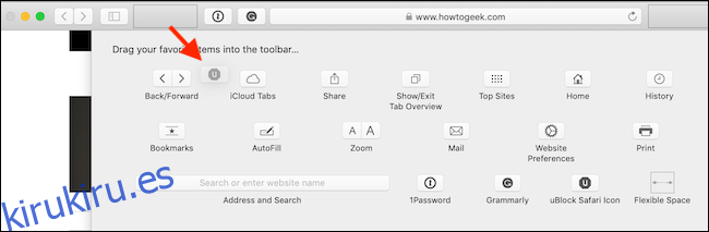 Eliminar un botón de la barra de herramientas de Safari