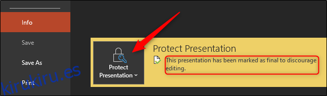 proteger la presentación