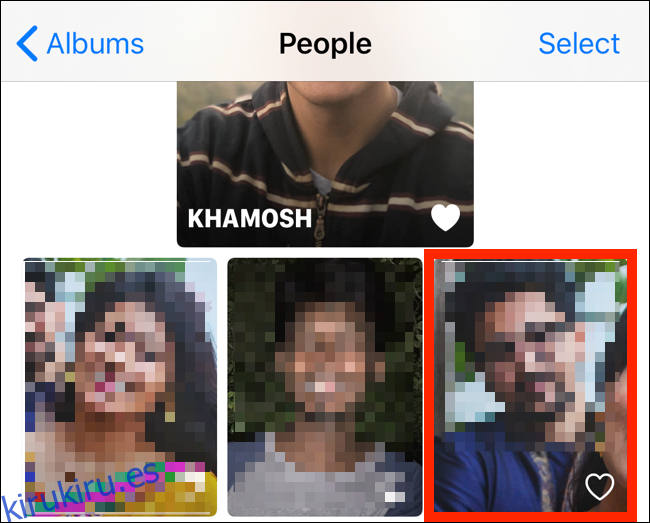 Seleccionar una cara del álbum Personas