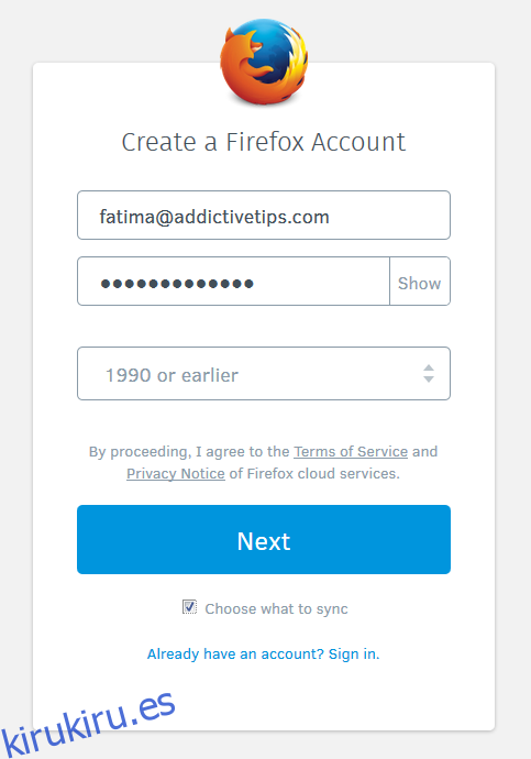 Sincronización de Firefox