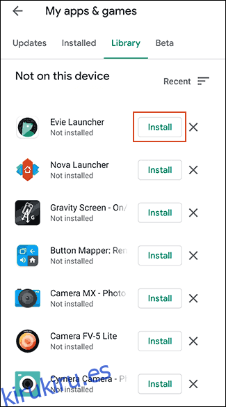 Toca Instalar junto a cualquier aplicación que quieras instalar.