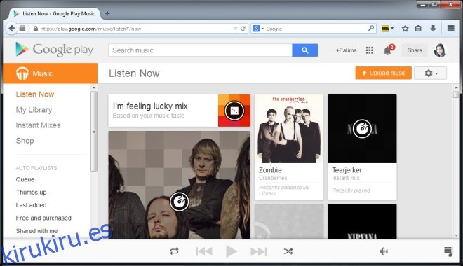 Clean Up Google Music elimina todas las tarjetas de sugerencias de Google Music [Firefox]