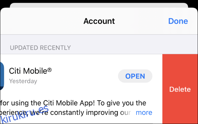 Eliminar una aplicación de la lista de actualizaciones en la App Store.