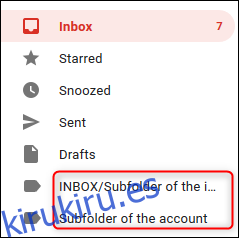 La aplicación de Gmail con las nuevas etiquetas resaltadas.